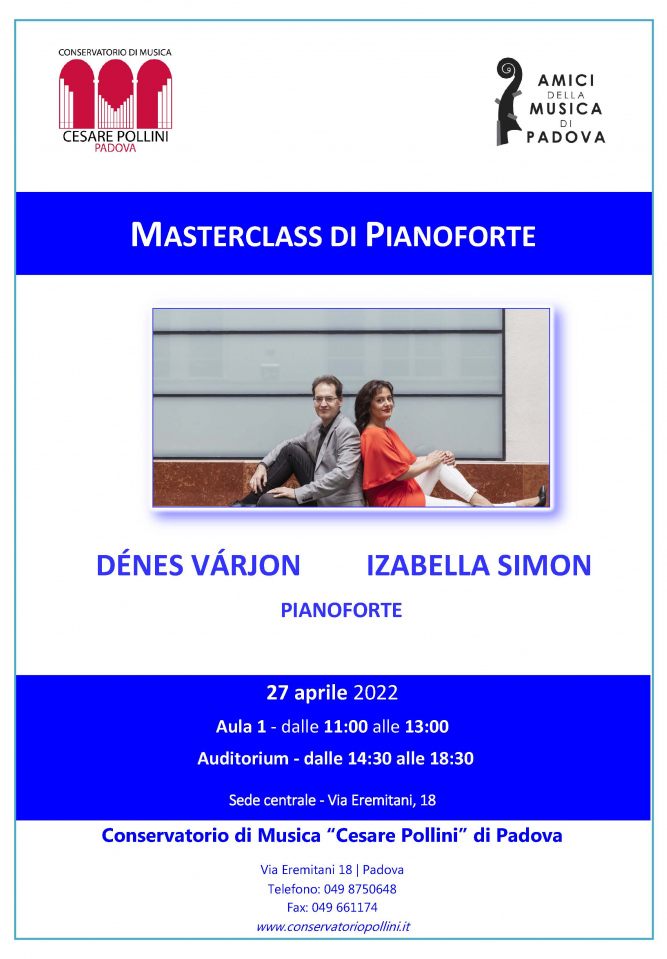 Masterclass di Pianoforte con DÉNES VÁRJON e IZABELLA SIMON