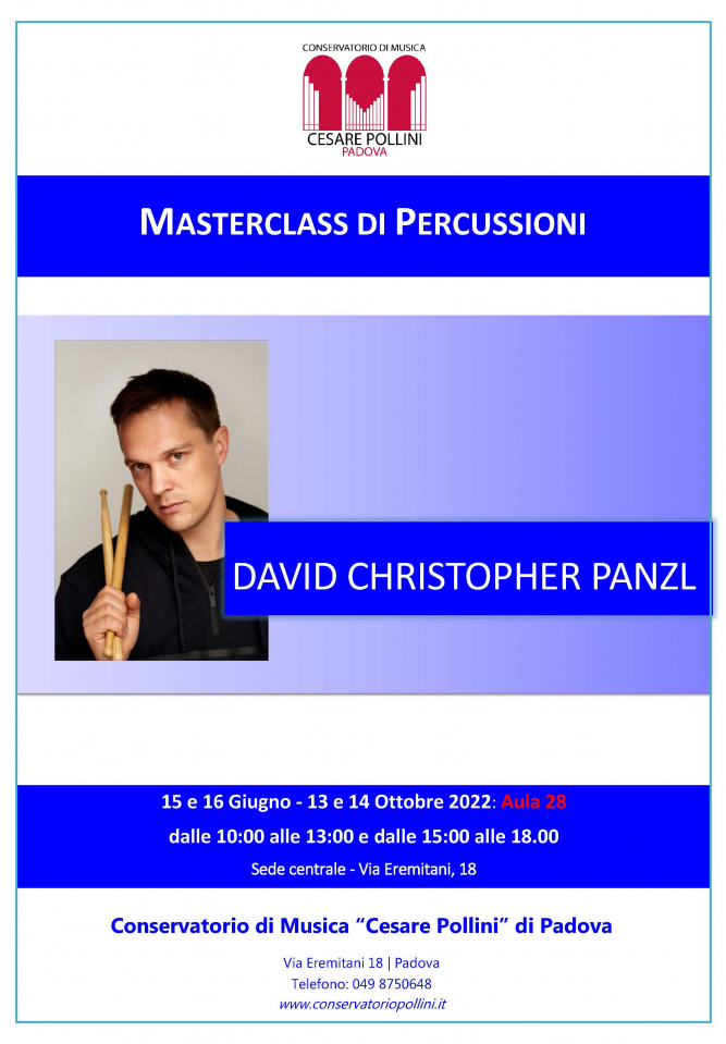Masterclass di Percussioni con David Christopher PANZL