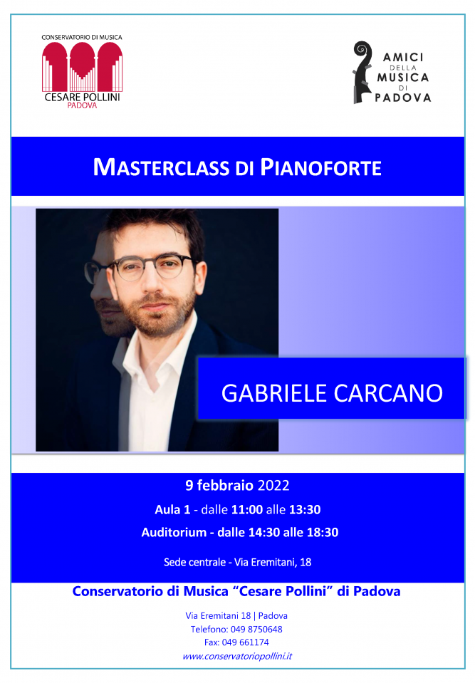 Masterclass di Pianoforte col Maestro Gabriele Carcano