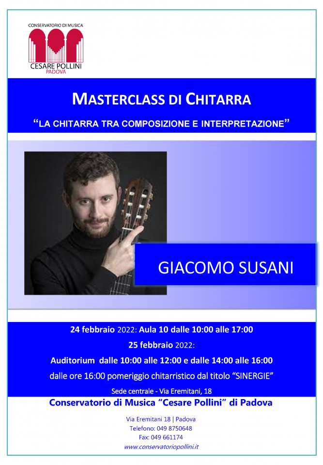 Masterclass di Chitarra con Giacomo Susani
