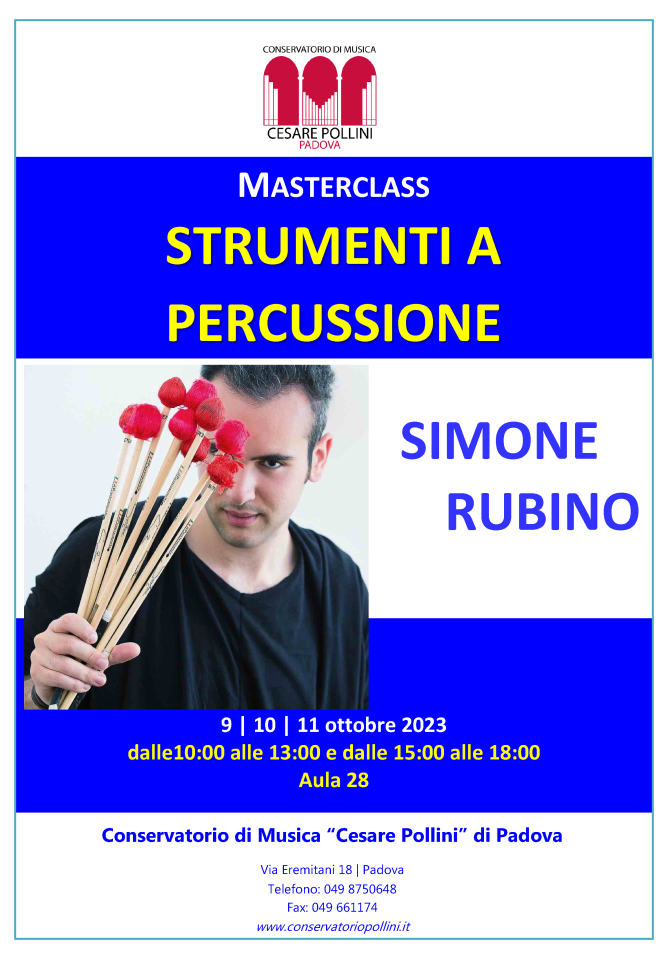 Masterclass Strumenti a Percussione con il M° Simone Rubino